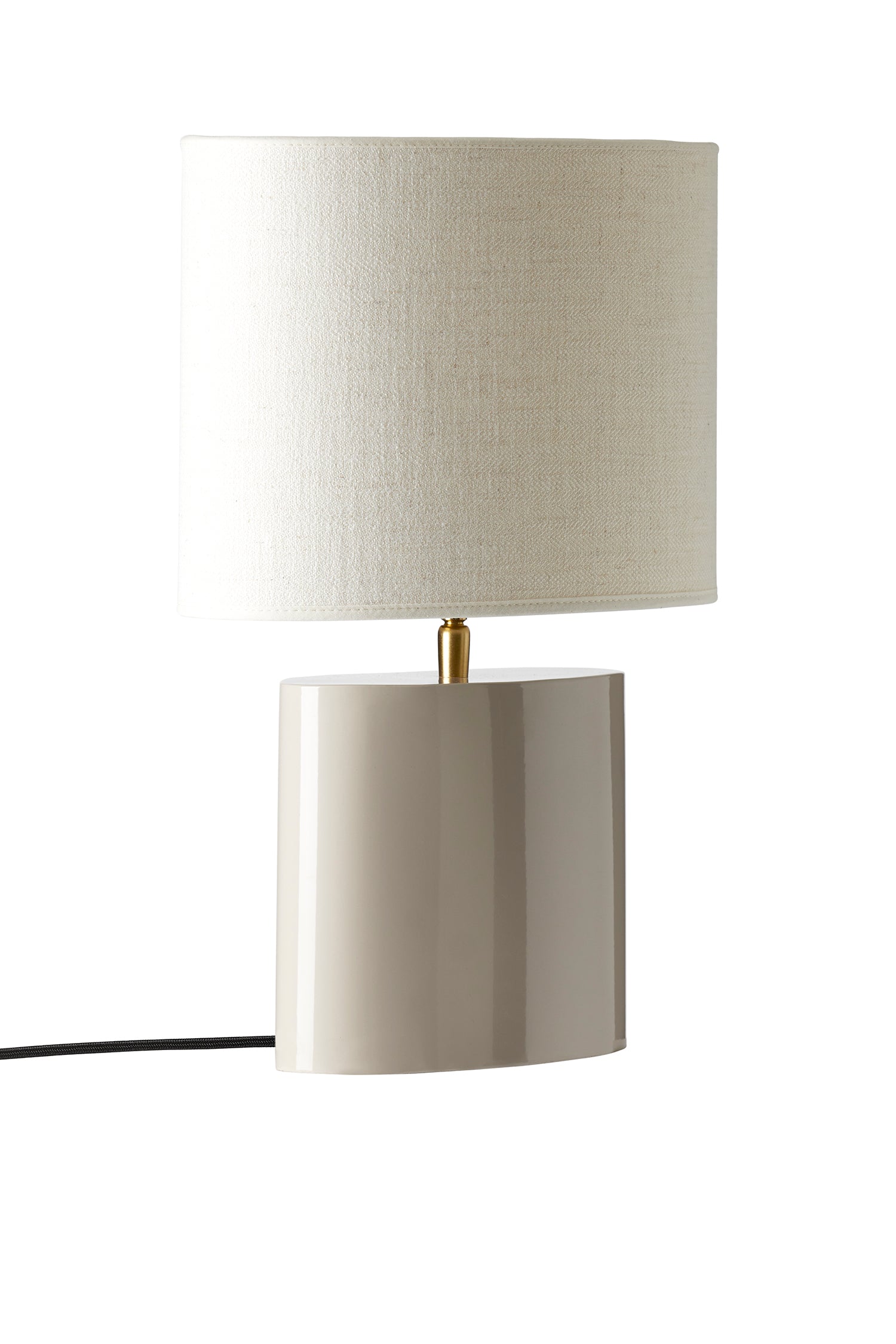 Bordlampa Qvist 404 Greige med lampskärm Modern Oval 101 Off-White